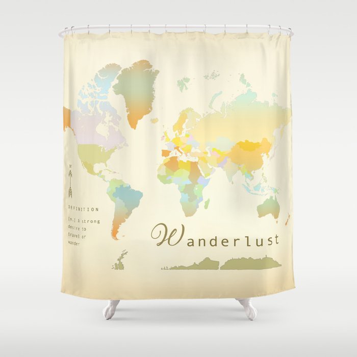 Wanderlust Vintage World Map Art Print Shower Curtain By