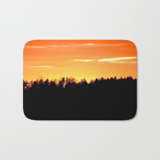 Forest Silhouette In Sunset Bath Mat