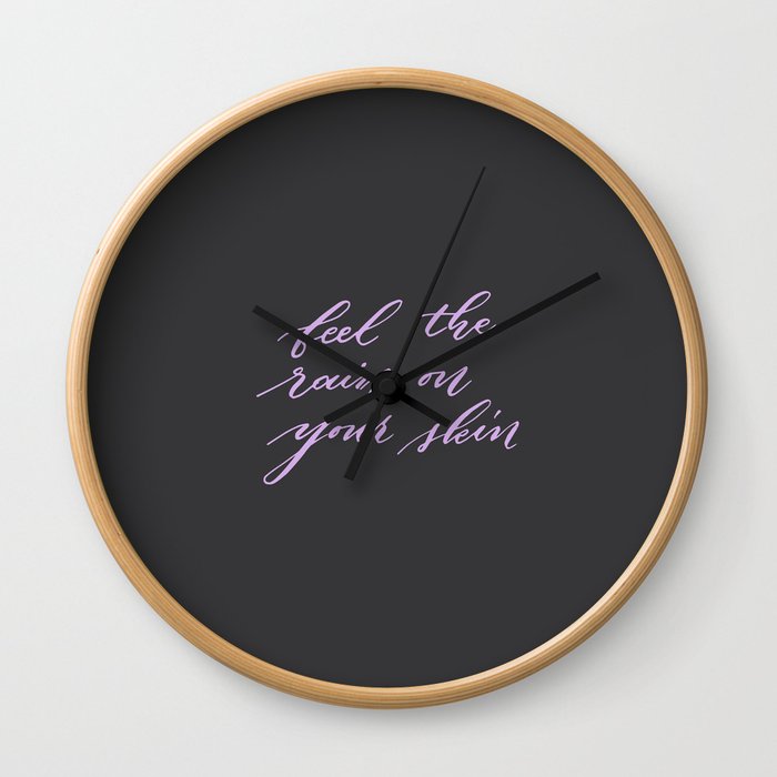 Feel the Rain - Modern Calligraphy Wall Clock