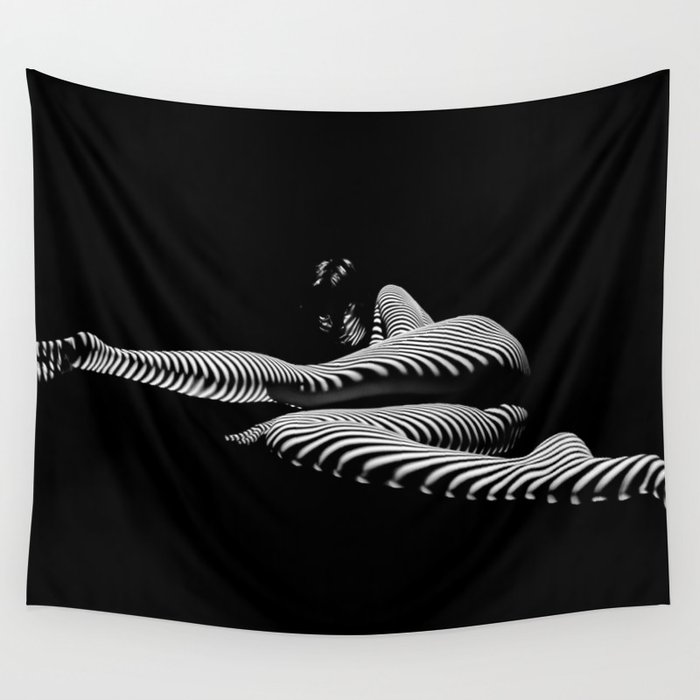 8428 Kma Bw Art Nude Abstract Zebra Stripe Woman Long Legs Wall