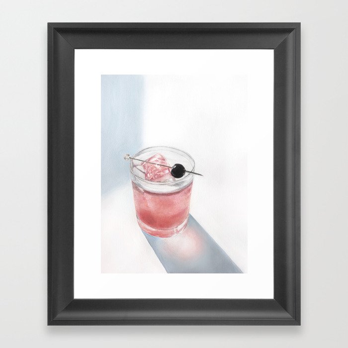 Summer Cocktail | Watercolor Painting Framed Art Print