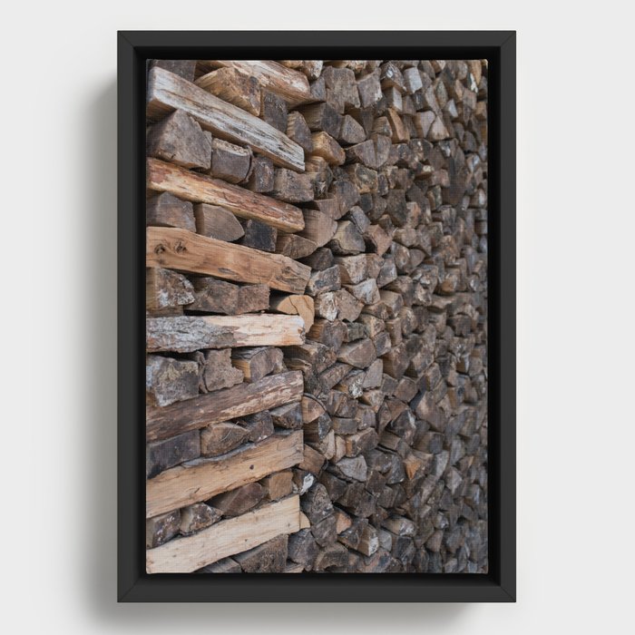  The Texture of Wood | Stacked Wood for the Fireplace | Preparation for Winter Framed Canvas
