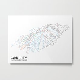 Park City, UT - Minimalist Trail Art Metal Print