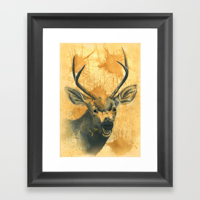 Deer "Run East" Framed Art Print