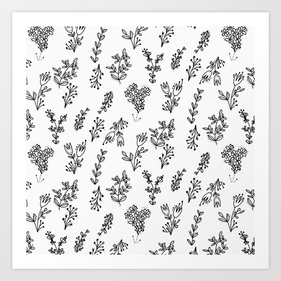 Floral White Pattern Art Print