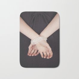 Tied with pearls Bath Mat | Female, Tied, Abuse, Handcuffs, Sensuality, Pearl, People, Erotic, Love, Digital 