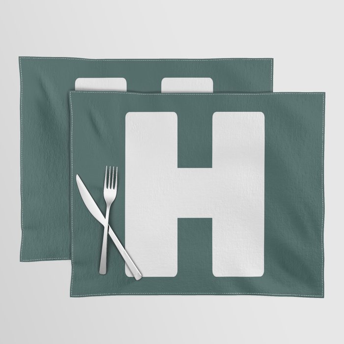 H (White & Dark Green Letter) Placemat