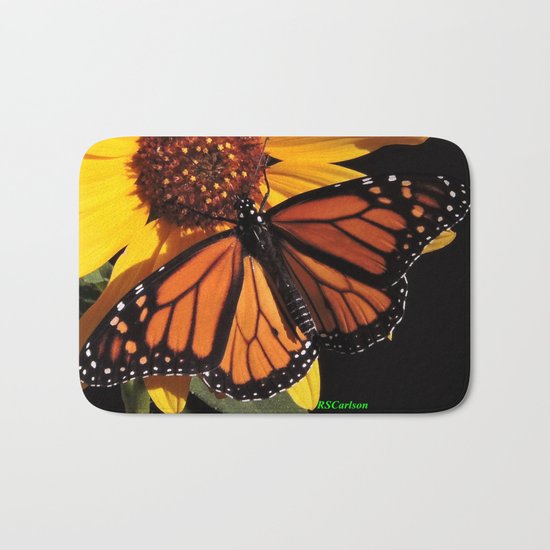 Monarch on a Desert Sunflower Bath Mat