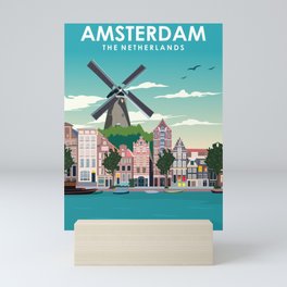 Amsterdam Holland Travel Poster Mini Art Print