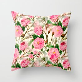 Watercolour flowers,vintage roses,floral,summer pattern Throw Pillow