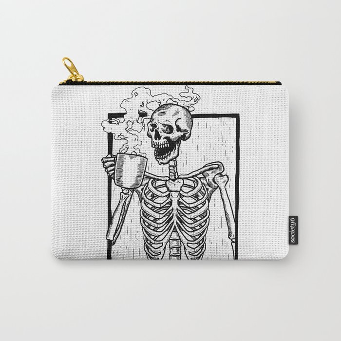 Skeleton Drinking a Cup of Coffee Carry-All Pouch