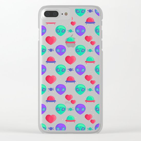 Kawaii Aliens Clear iPhone Case