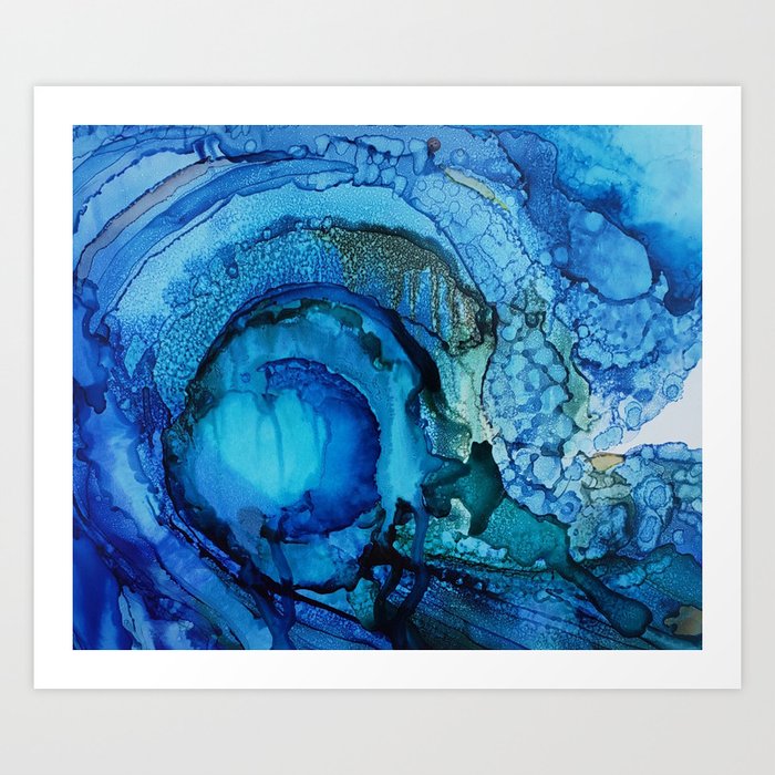 Original Alcohol Ink Abstract Painting | Blue Wave | 9x12