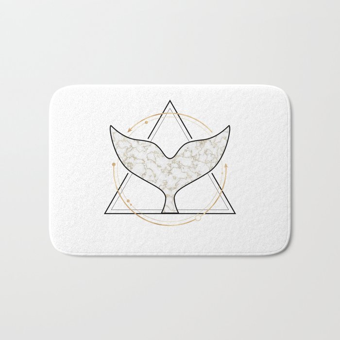 Whale Tail Geometric Golden Marble Bath Mat By Gogodesignstudio Society6