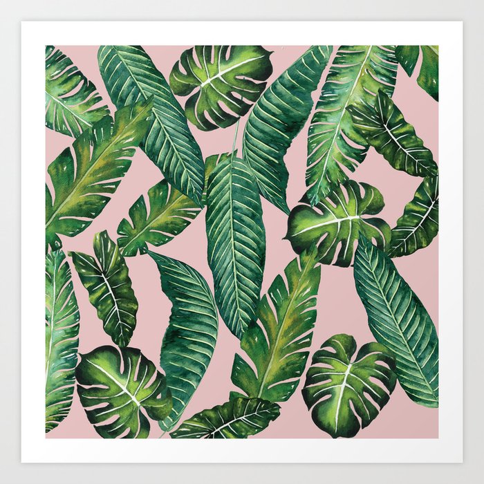 Jungle Leaves, Banana, Monstera II Pink #society6 Kunstdrucke Jungle Leaves, Banana, Monstera II Pink #society6 Kunstdrucke
