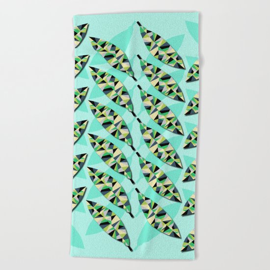 Geometric Leaves Beach Towel