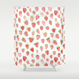 Watercolor Strawberries Shower Curtain