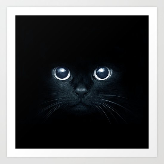 Black Cat in The Dark Art Print