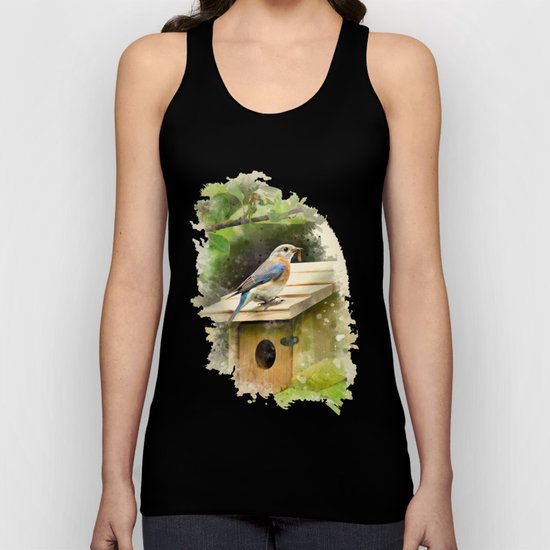 Watercolor Bluebird Art Unisex Tank Top
