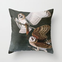 Barn Owls, the Birds of America by John James Audubon Throw Pillow