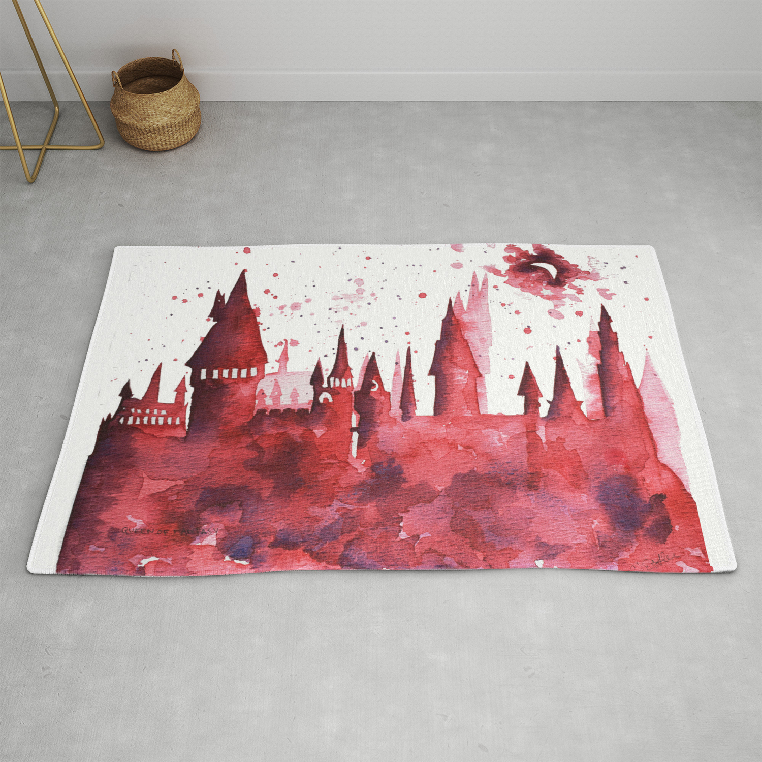 Hogwarts Watercolor Silhouette Rug By Thelifeofesther Society6 I used a printed hogwarts silhouette to trace and lots of paint. hogwarts watercolor silhouette rug by thelifeofesther