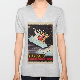 Vintage Viareggio carnival Italian travel ad  V Neck T Shirt