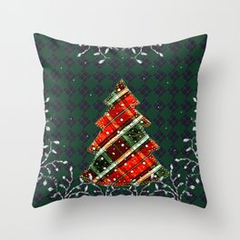 Christmas tree in red & green Throw Pillow