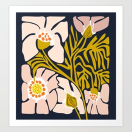 Backyard flower – modern floral illustration Art Print