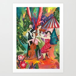 Festive holiday music concert in the forest Art Print
