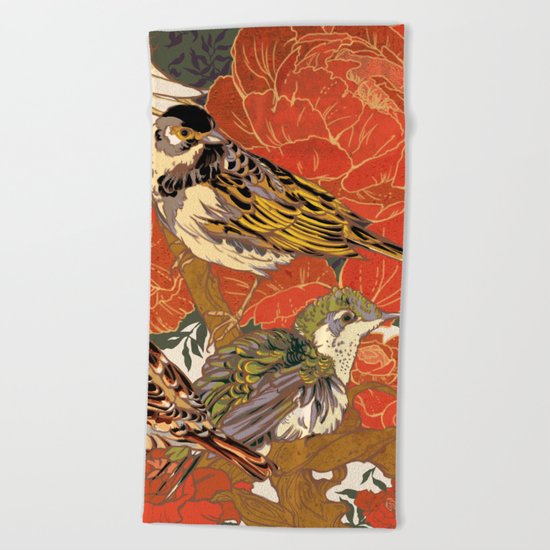 Morning Peonies Beach Towel