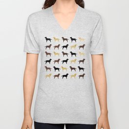 Labrador Retriever Dog Silhouettes Pattern V Neck T Shirt