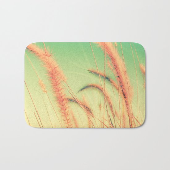 Swing into Spring (Reed Plants with Mint Green Sky Background) Bath Mat