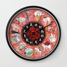 Okami Brush Gods Zodiac Wheel Wall Clock