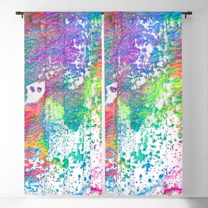 Rainbow Paint Splatter V2 Blackout Curtain