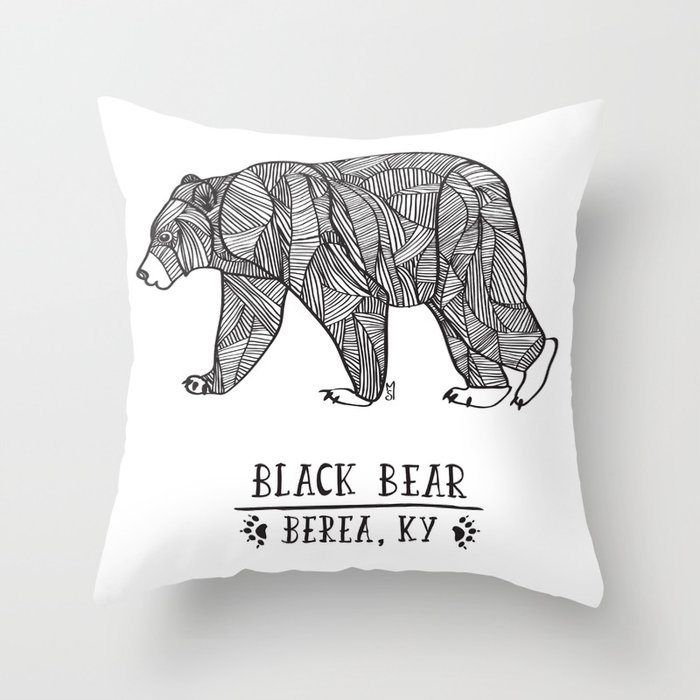 Black Bear - Berea KY Throw Pillow