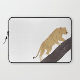 Watercolor Lioness Stalking Up a Tree Branch Laptop Sleeve