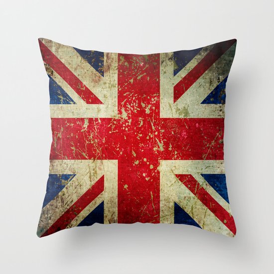 Grunge Scratched Metal Union Jack British Flag Throw Pillow By