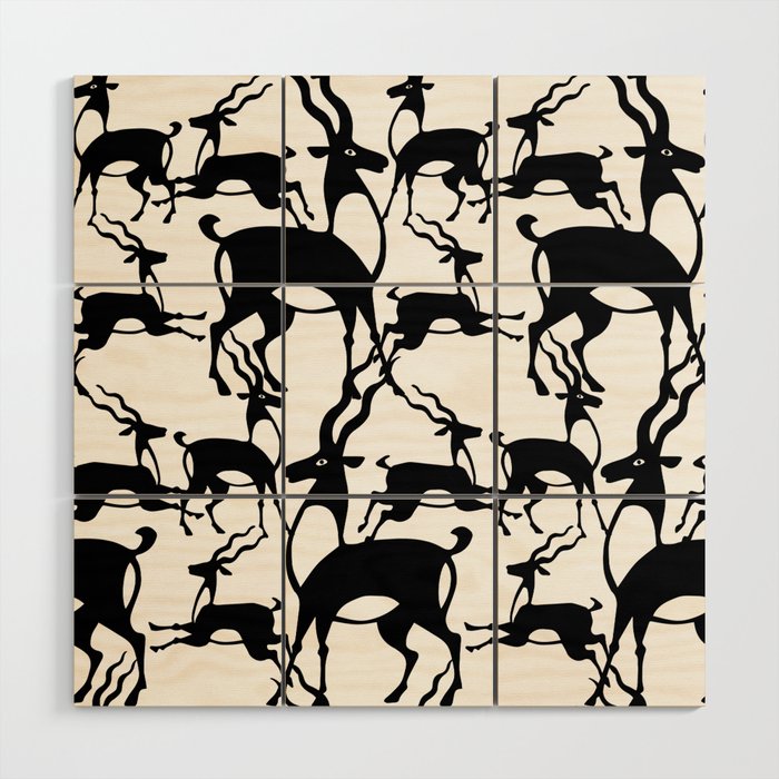 antelope ornament pattern Wood Wall Art