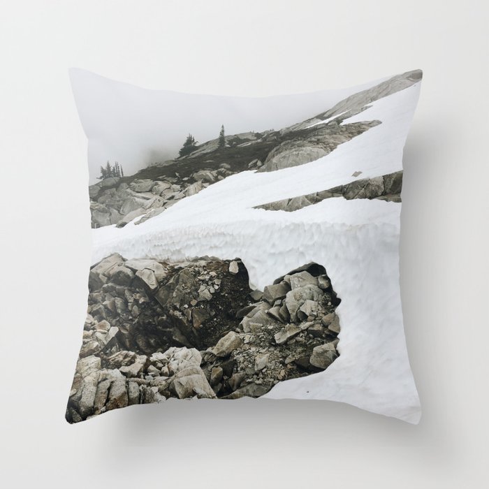 Snowy Cascade Trail Throw Pillow