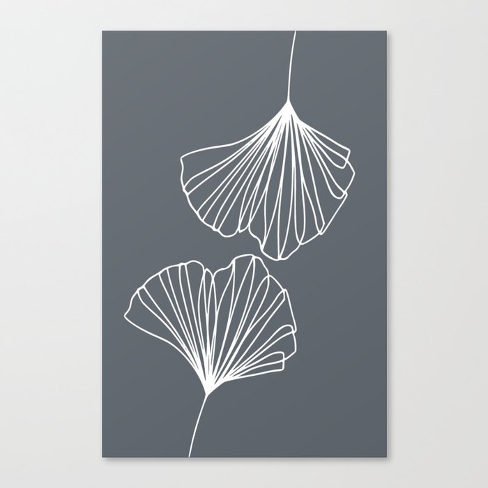 Ginkgo Leaves Grey Canvas Print