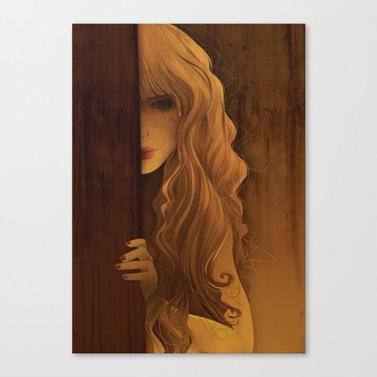 Girl Behind The Door Canvas Print