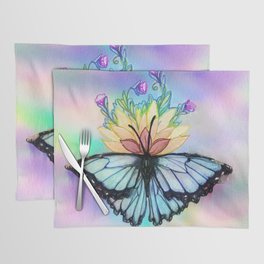 Blue Morpho Butterfly Rainbow Pride Placemat