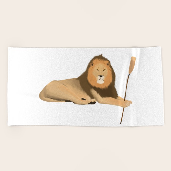 Lion Rowing Beach Towel