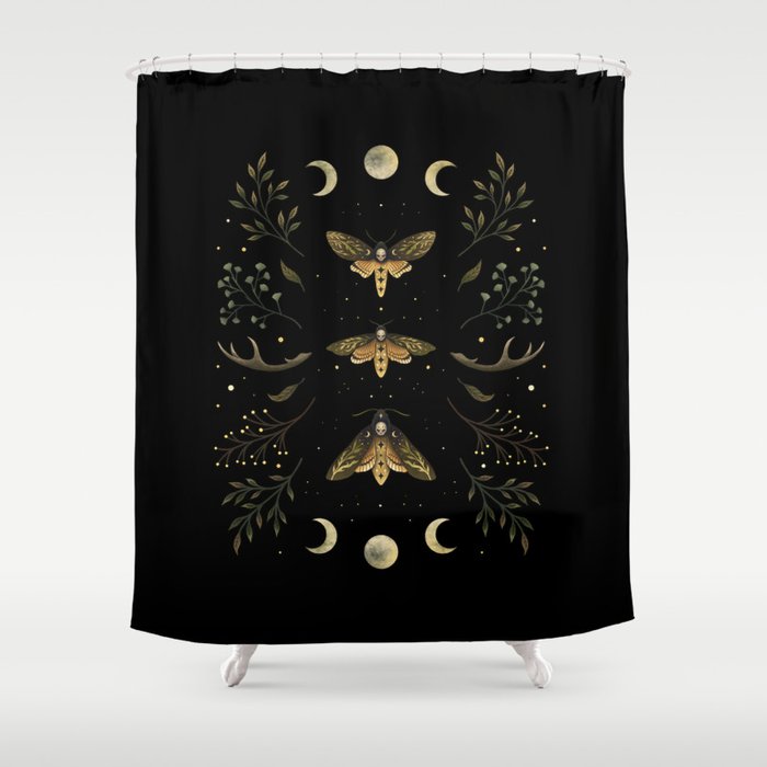 Death Head Moths Night Shower Curtain