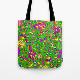 Magic Mushrooms Rainbow Green Tote Bag