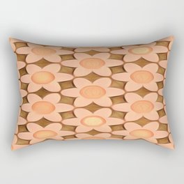 Chunky Daisies Peach Orange on Brown Rectangular Pillow