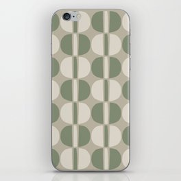 Mid Century Modern Geometric Pattern 176 Sage Green and Beige iPhone Skin