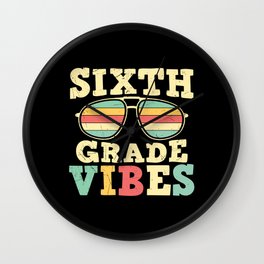 Sixth Grade Vibes Retro Sunglasses Wall Clock