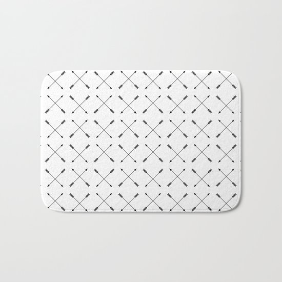 Crossed Arrows Pattern - Black and white Bath Mat
