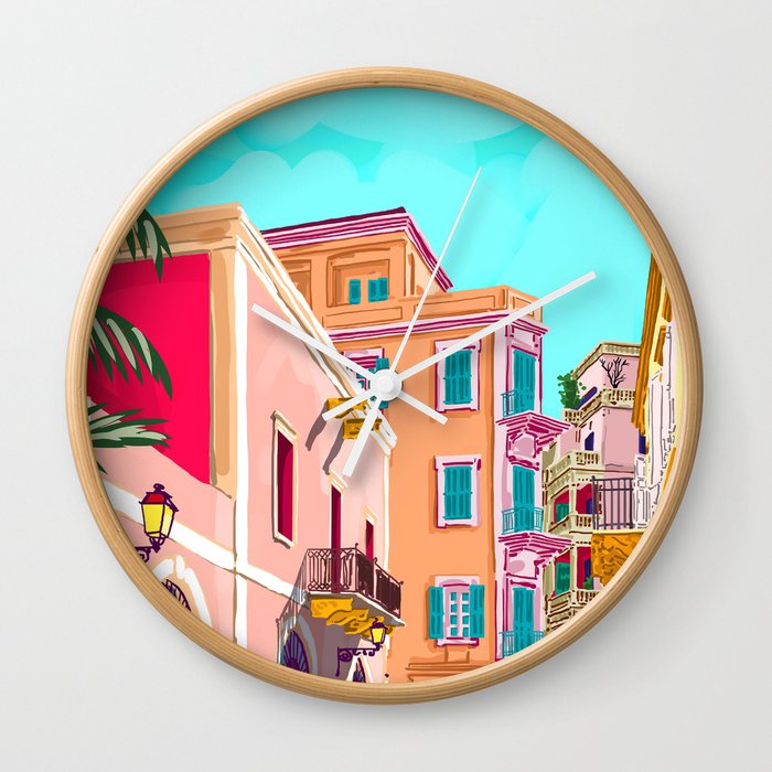 Colorful Houses Wall Clock